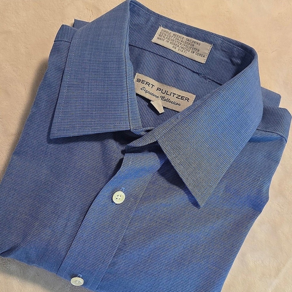 Vintage Bert Pulitzer Dress Shirt Blue Oxford Officecore Old Money Prep M